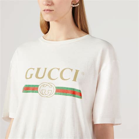 gucci white logo print t-shirt|gucci logo t shirt women's.